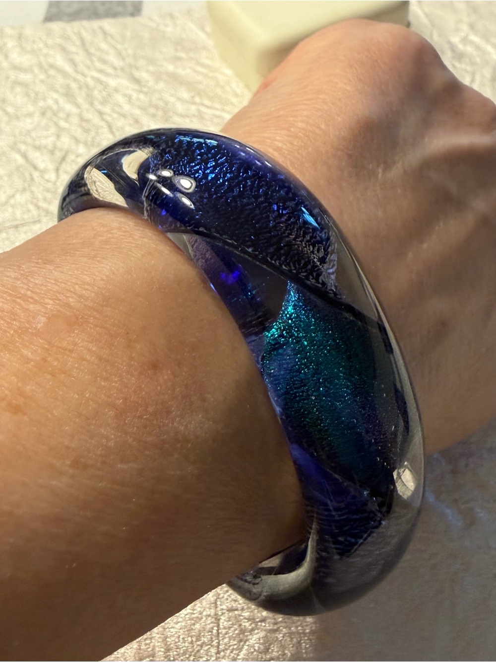Kevin O’Grady Ribbon Twist Cuff Bracelet - Elegant Deep Blue Teal Accent